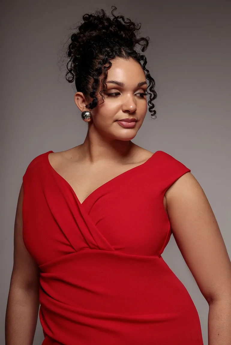 Goddiva Plus Bardot Scuba Jumpsuit - Red - 2