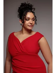 Goddiva Plus Bardot Scuba Jumpsuit - Red - 2
