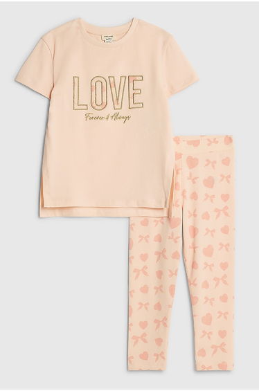 Mini Girls Pink Love T-shirt Set