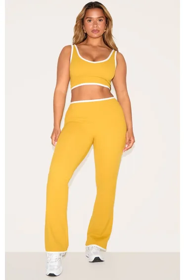 بنطلون رياضة بحافة واسعة لون أخضر - للمقاسات الممتلئة