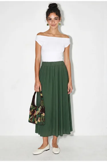 LUCCI High Waist A-Line Maxi Skirt with Pockets