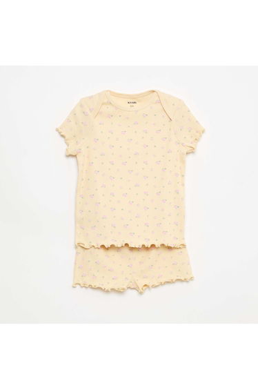 Short Pajama Set - T-shirt + Shorts - 2 Piece BEIGE