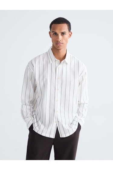 Relaxed Fit Striped Textured Men's Shirt