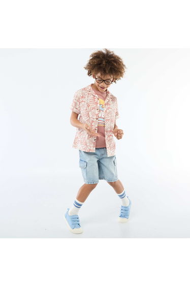 Regular Fit Short-Sleeve Cotton Shirt RED