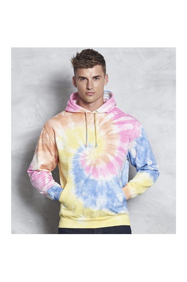 Awdis Adult Swirl Tie Dye Hoodie - Yellow/Blue/Pink