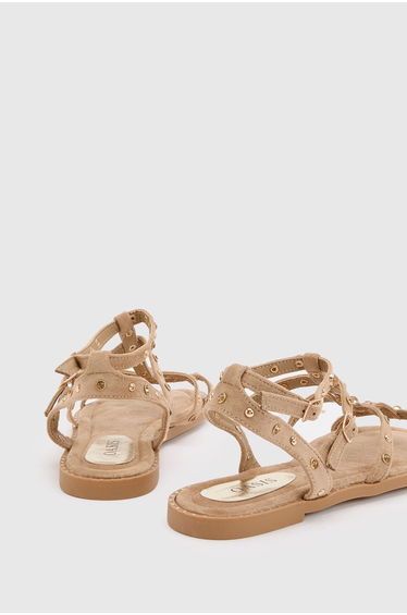 Luca Faux Suede Studded Gladiator Flat Sandals