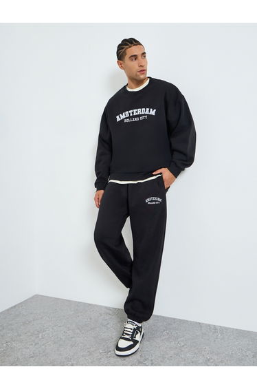 Men Boxy Printed Sweatshirt and Joggers Co_Ords