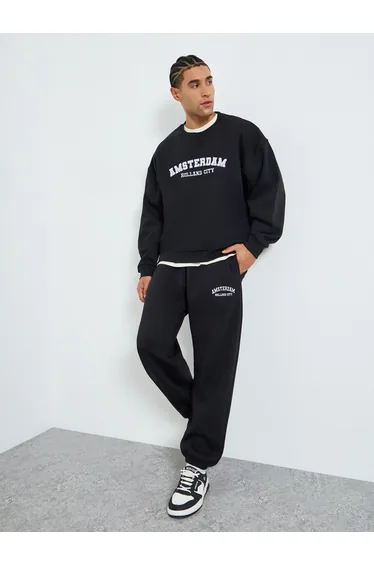 Men Boxy Printed Sweatshirt and Joggers Co_Ords