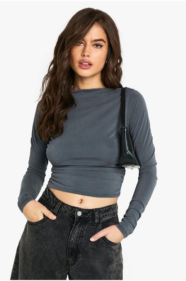 Peached Jersey drape long sleeve top