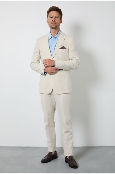 Natural Linen Slim Fit Suit Jacket