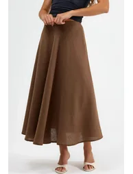BUSEM High Waist Textured A-Line Maxi Skirt - 1