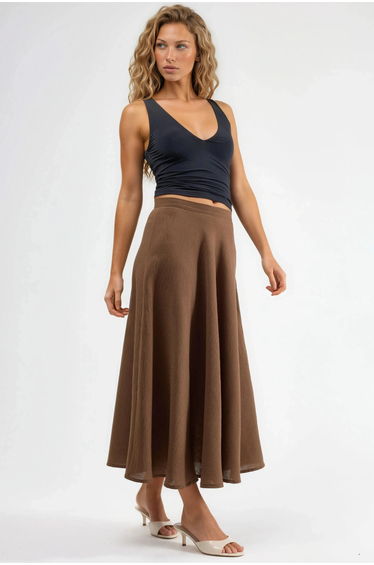 BUSEM High Waist Textured A-Line Maxi Skirt