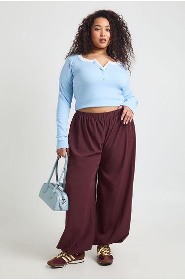 Plus Peached Balloon Trouser - plum