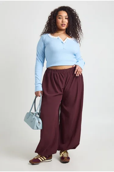 Plus Peached Balloon Trouser - plum