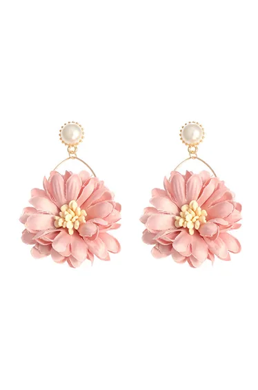 Captivating Blossom Pearl Earrings in Pink