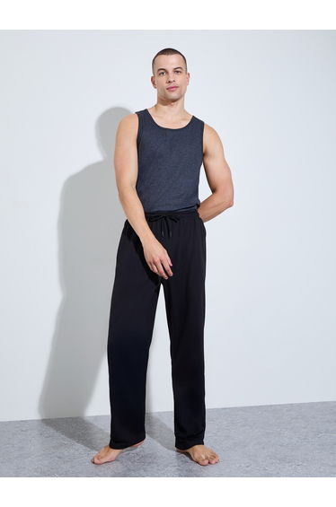 Charcoal Solid Round Neck Ribbed Vest