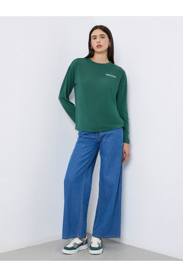 Green Harmony Slogan Regular Fit T-Shirt