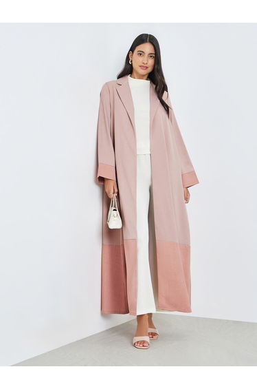 Pink Color Block A-Line Abaya