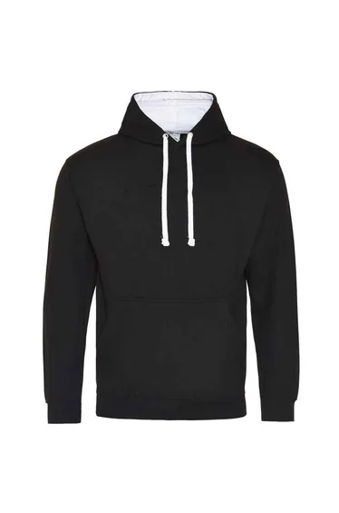 Awdis Womens/Ladies Varsity Hoodie - Jet Black/Arctic White