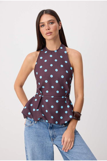 Brown Polka Dot Blouse
