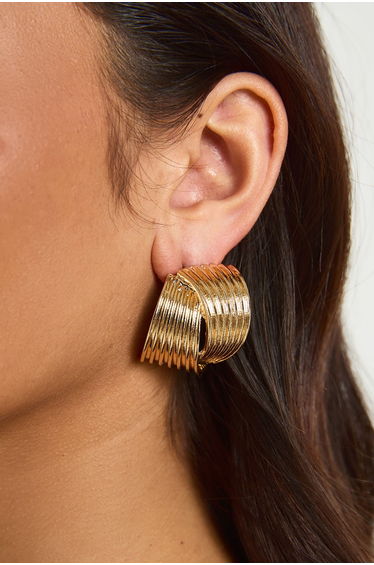 Embossed Statement Stud Earrings - gold