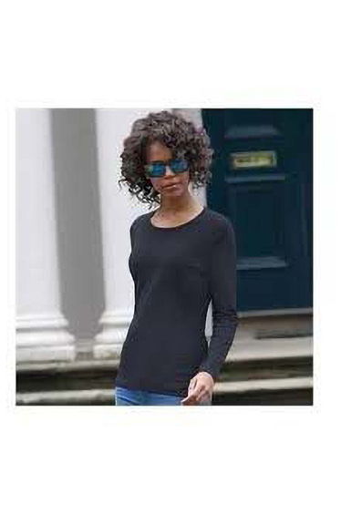 Skinni Fit Womens/Ladies Feel Good Stretch Long Sleeve T-Shirt - Black