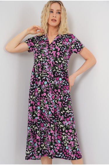 BDART Floral Midi Dress with Shirt Collar
