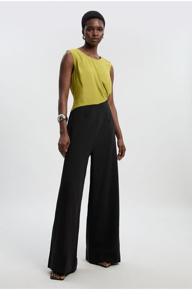 Tall Soft Tailored Asymmetric Neck Wide Leg Jumpsuit