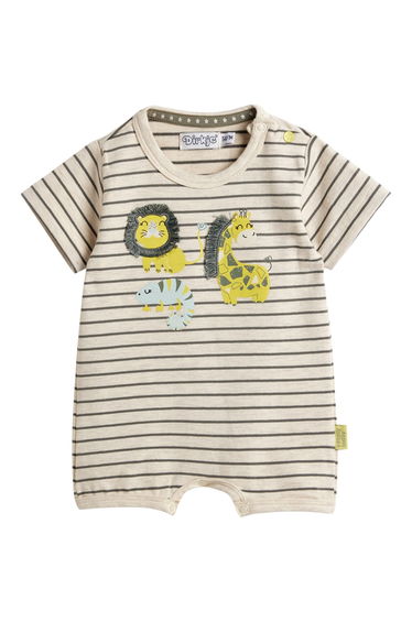 Boys Striped Romper with Animal Print