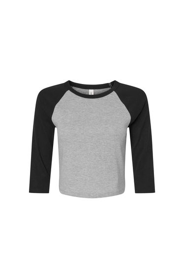 Bella + Canvas Womens/Ladies Micro-Rib Raglan 3/4 Sleeve T-Shirt - Athletic Heather/Black