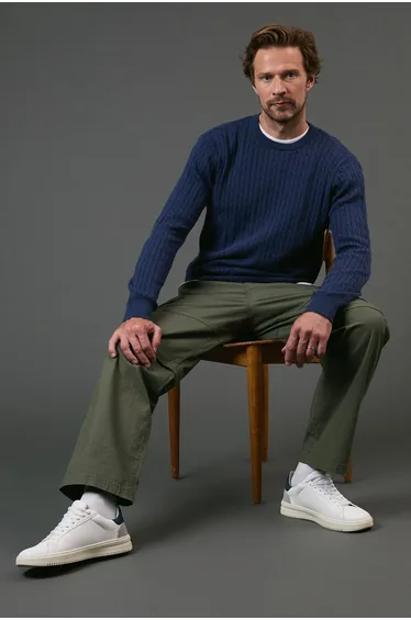 Premium Pure Cotton Cable Crew Neck Jumper