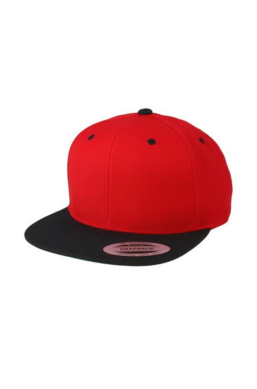 Yupoong Mens The Classic Premium Snapback 2-Tone Cap - Red/Black