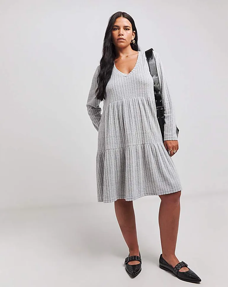 Grey Ribbed Smock Dress Simply Be : Dresses : VogaCloset Oman