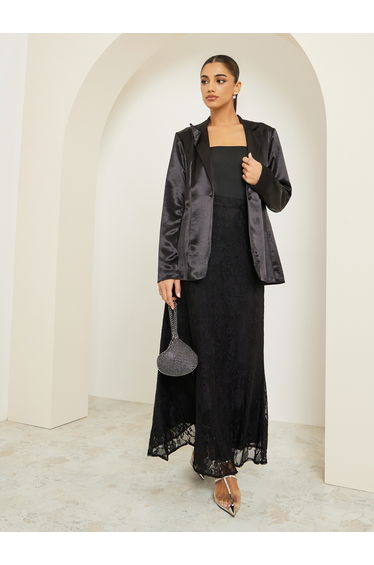 Black Lace A-Line Maxi Skirt