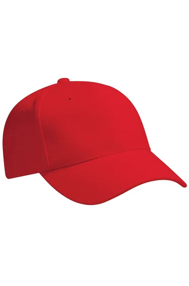Beechfield Unisex Pro-Style Heavy Brushed Cotton Baseball Cap / Headwear (Pack of 2) - Classic Red