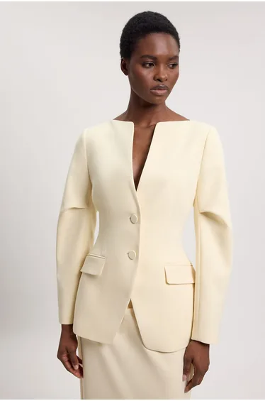 Compact Stretch Tailored Single Breast Blazer