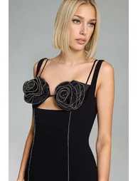 Lalila Halter Flower Bandage Midi Dress