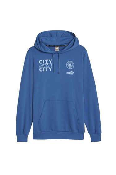 Puma Mens Manchester City FC Cotton Blend Hoodie - Lake Blue