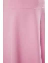 Pink A-Line Strap Detailed Woven Evening Dress Graduation Dress - 3