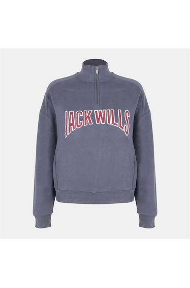 Jack Wills Womens/Ladies Varsity Quarter Zip Sweatshirt - Navy