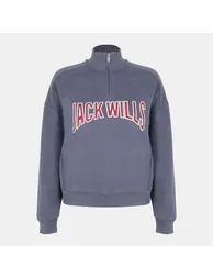 Jack Wills Womens/Ladies Varsity Quarter Zip Sweatshirt - Navy