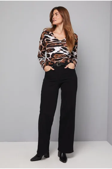 V Neck Printed Jumper