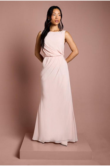 Satin Lace Back Detail Maxi Dress