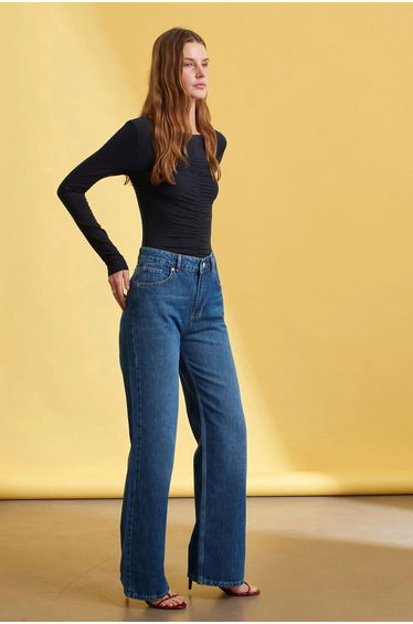 DILVIN Slim Fit Boat Neck Long Sleeve Blouse