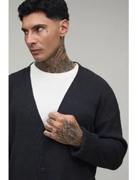 Tall Relaxed Rib Knitted Cardigan - charcoal - 2