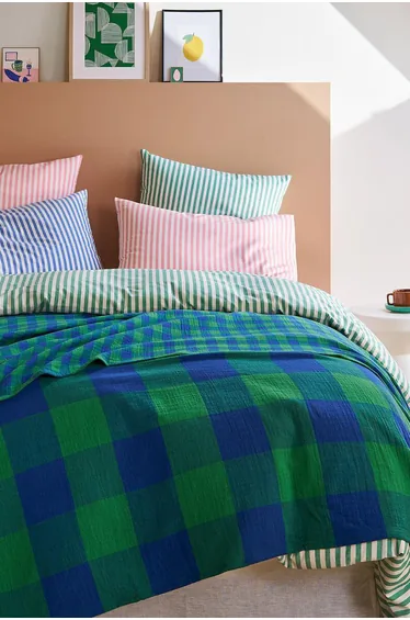 غطاء سرير قطن كاروهات