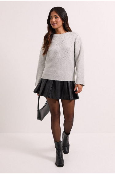 Petite Grey Scattered Sparkle Jumper