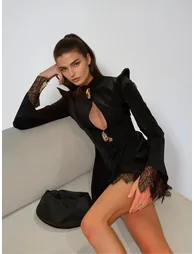 Latticea Long Sleeve Cutout Lace Mini Dress - 3
