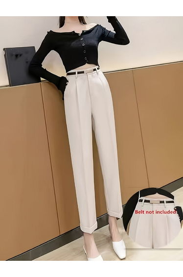 Solid Pocket Detail Straight Leg Pants