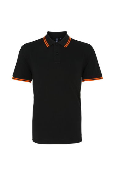 Asquith & Fox Mens Classic Fit Tipped Polo Shirt - Black/Orange